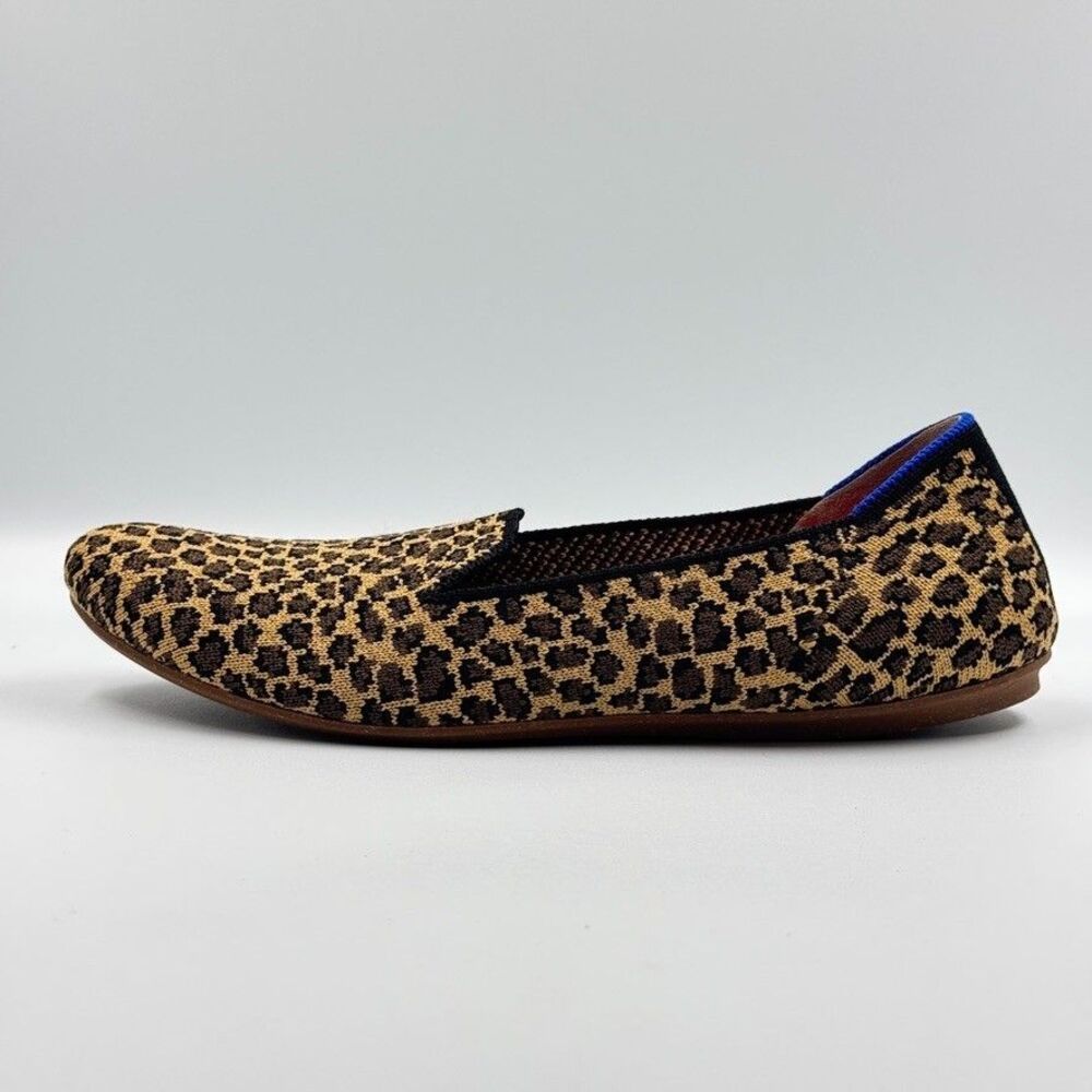 Rothy's Leopard Print Knit Ballet Round  Toe Loafers Flats Women 7.5 Sustainable
